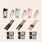 Pack musculation complet Pullstra 12 pièces : trois shakers, trois bouteilles, trois paires de sangles de tirage, trois paires de bandes de poignet